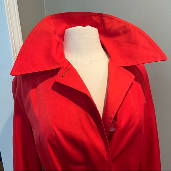 Vintage Misty Harbor Red Trench Coat with Matching Head Scarf, Size 6 - Picture 6 of 16